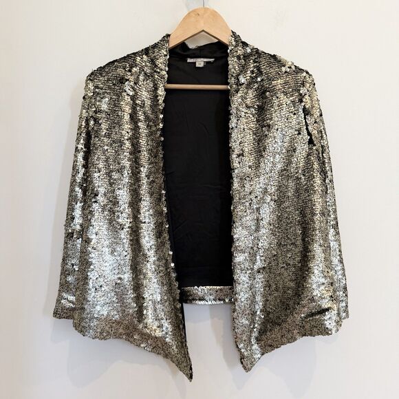 Alberto Makali Jacket Women Medium Gold Sequin Blazer Metallic New Years Holiday - Picture 1 of 12